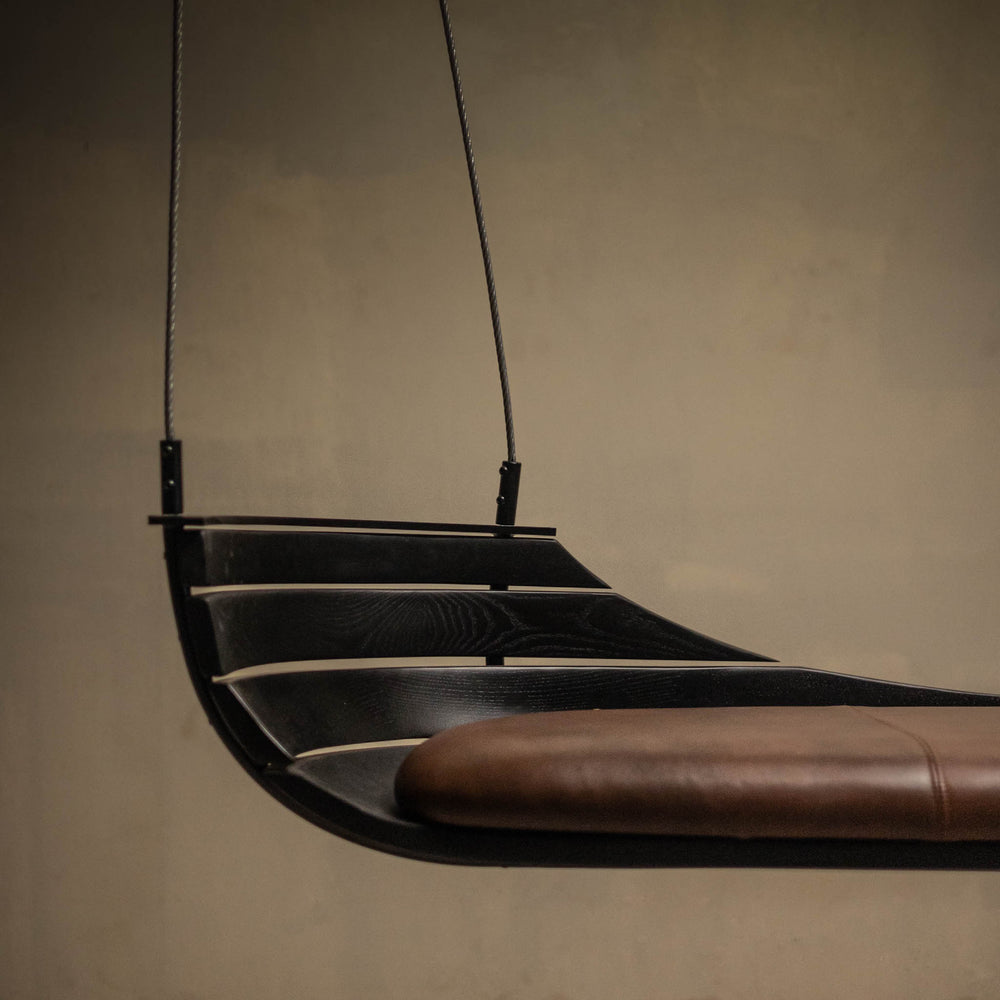 Wood Leather Holt Swing Chair