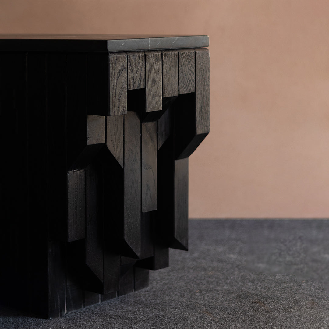 wooden marble side table
