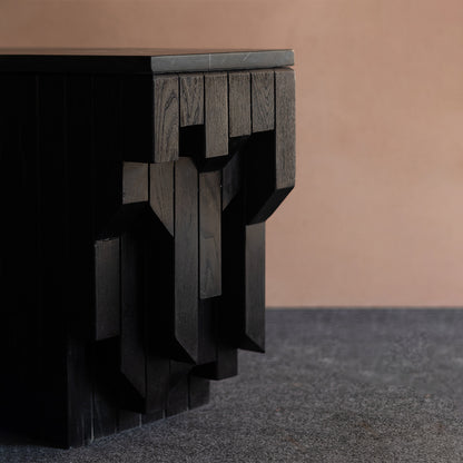 wooden marble side table